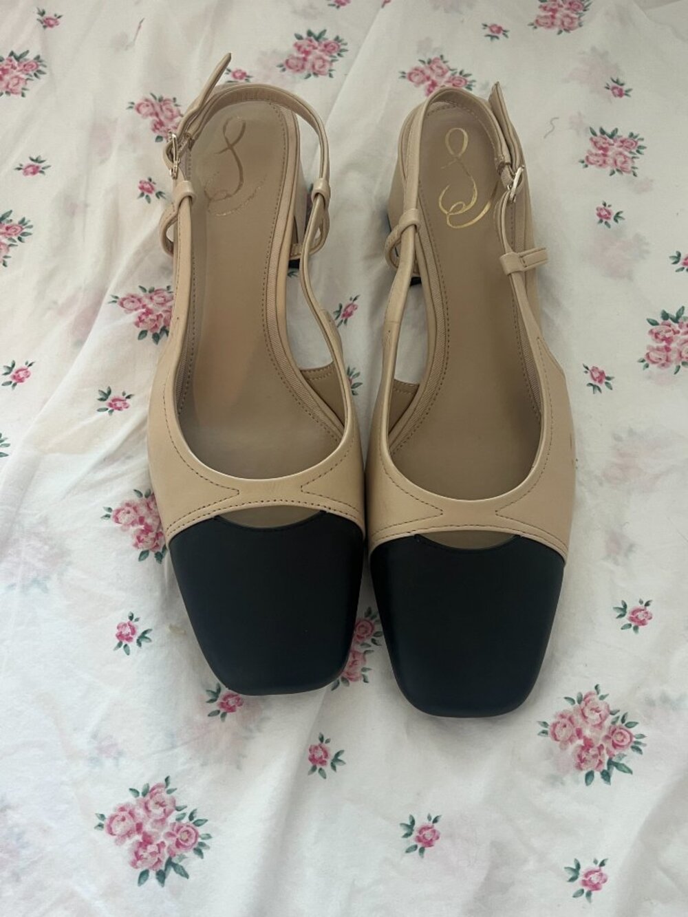 Nude & Black Slingback Heels